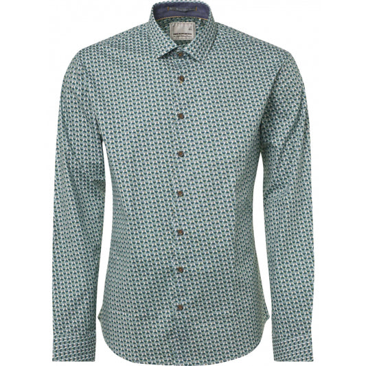 No Excess Stretch Long Sleeve Shirt Navy/Green