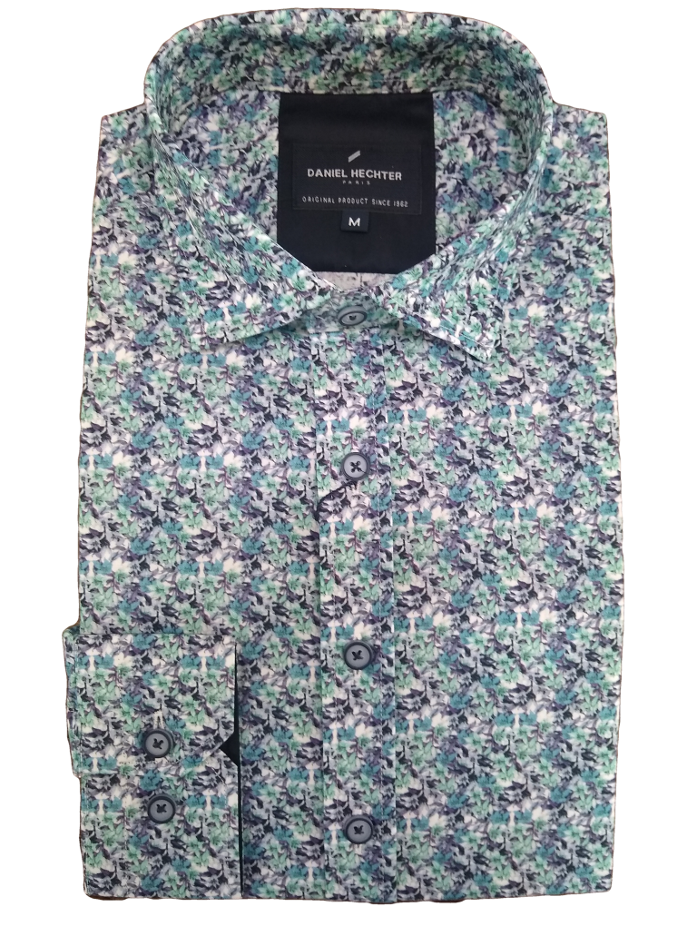 Daniel Hechter Casual Aqua Floral Shirt