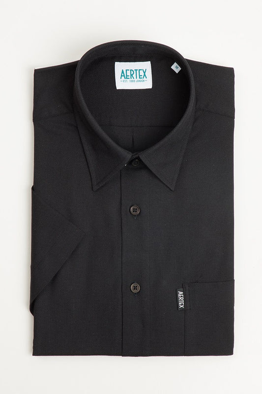 Aertex Wells Plain Black Short Sleeve Shirt