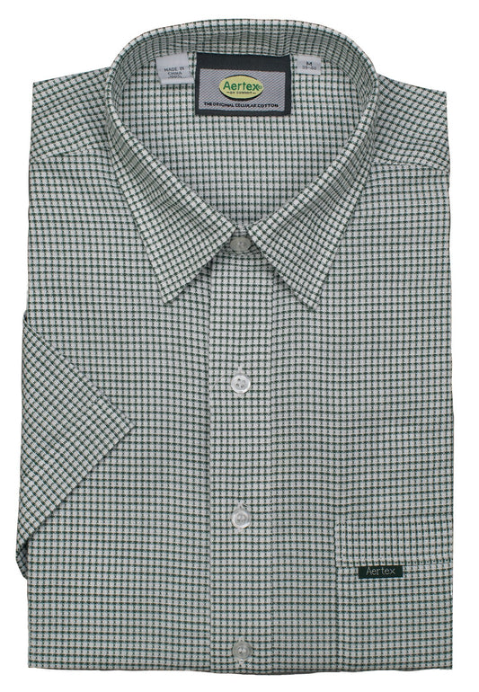 Aertex Men's Small Plain Check Short Sleeve Shirt