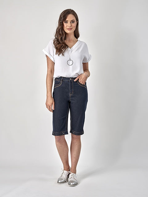 Vassalli Denim Short with Contrast Stitching