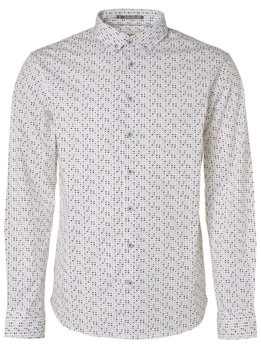 No Excess Indigo print White Long Sleeve Shirt