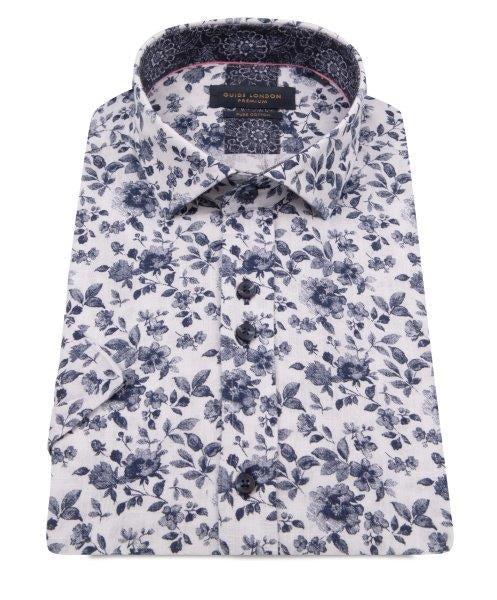 Guide London Navy Floral Short Sleeve Shirt