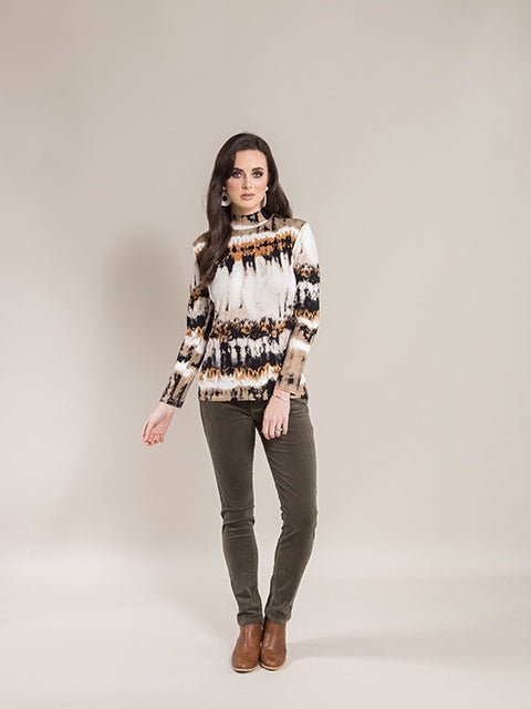 Vassalli Desert Long Sleeve Top with High Neck - 4344