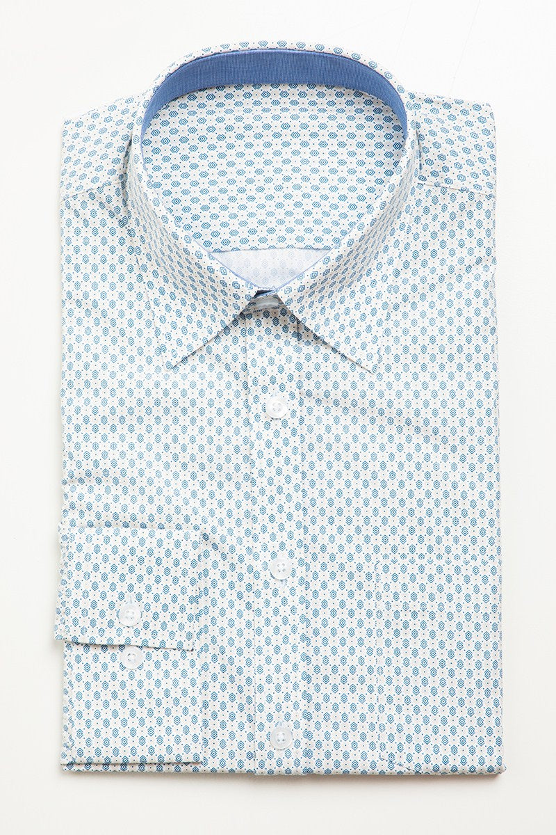 Frederick A Light Blue Spot Long Sleeve Shirt