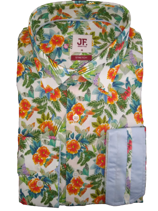 Jimmy Fox Orange Floral Print Long Sleeve Shirt