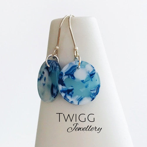 TWIGG Jewellery Blue Tort Disc Earrings