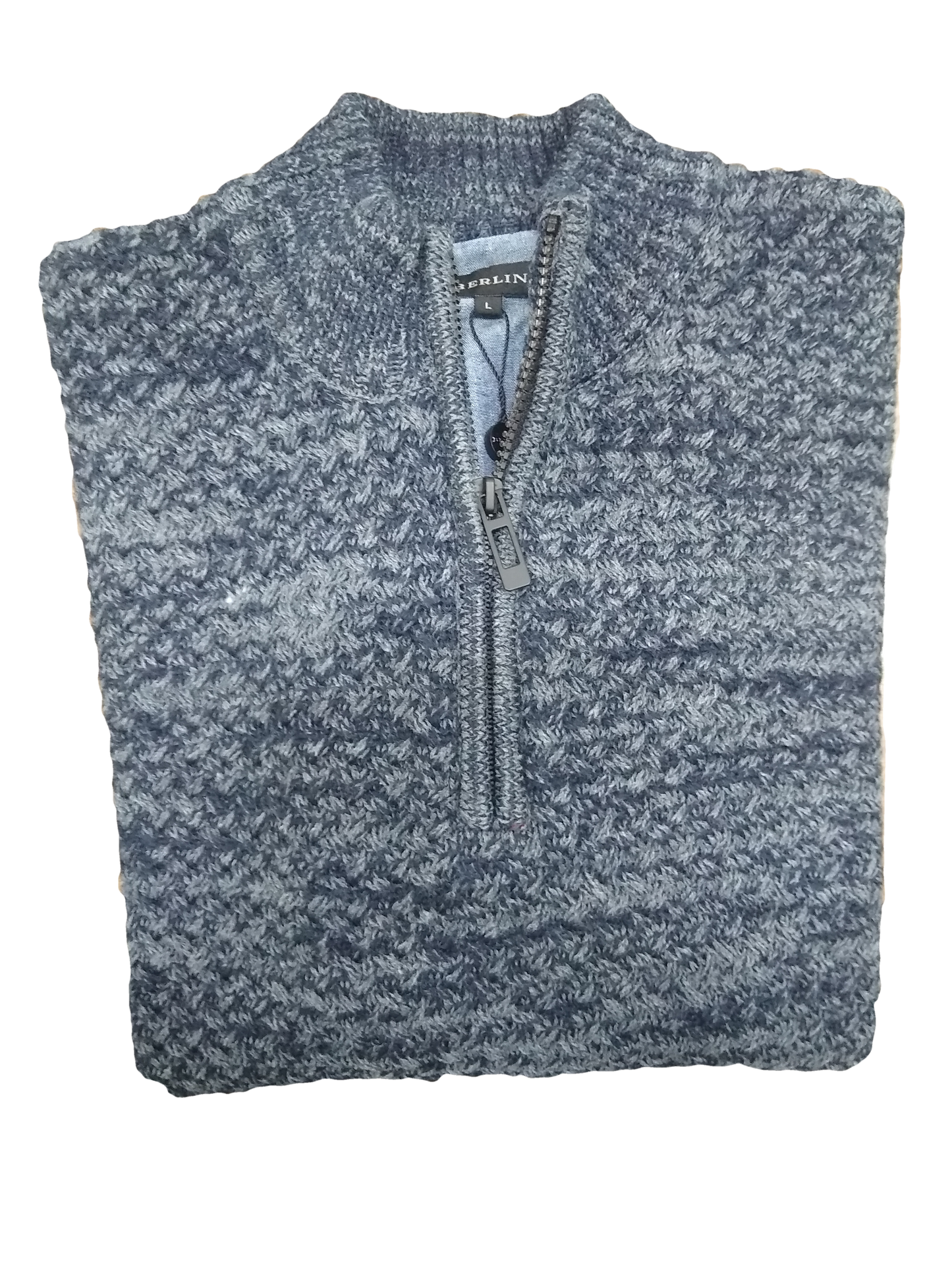 Berlin 1/4 Zip Basketweave Jumper Slate K301