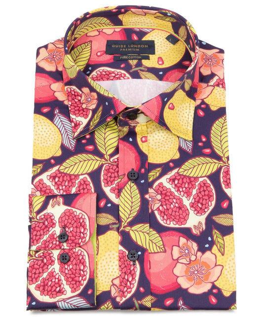 Guide London Pomegranate Long Sleeve Shirt