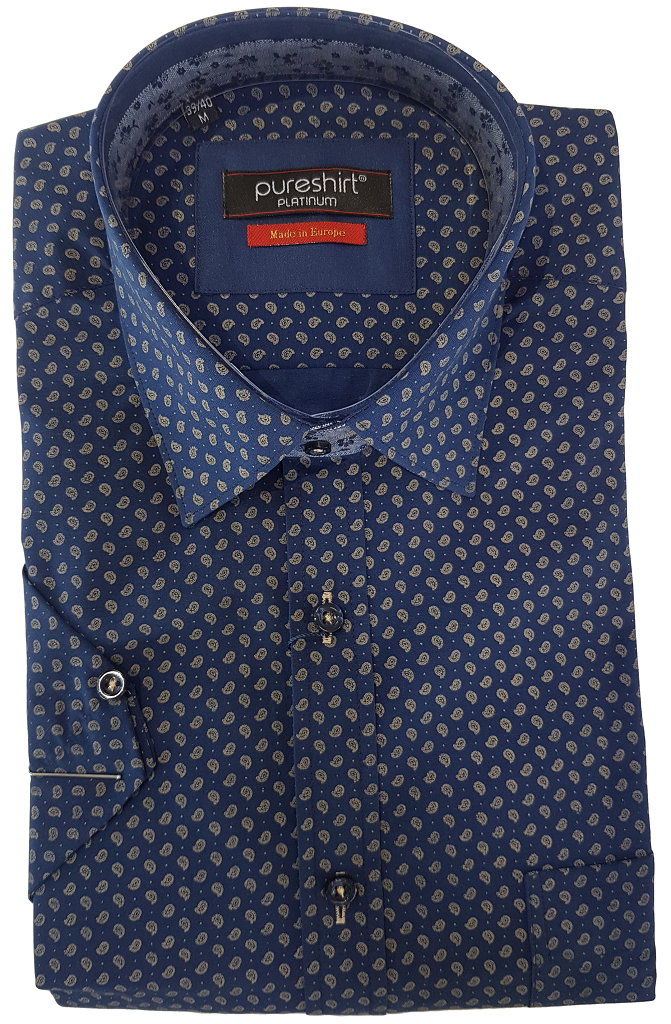 Pureshirt Short Sleeve Navy Paisley Shirt